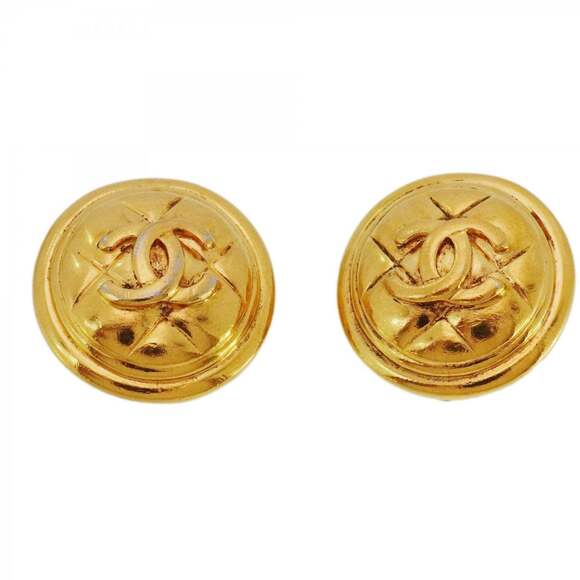CHANEL Gold Logo Earrings